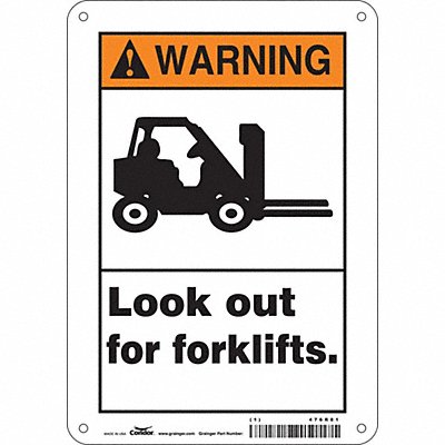 CONDOR 476R81 Safety Sign 10 inx7 in Polyethylene