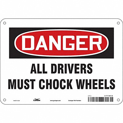 CONDOR 477D96 Safety Sign 7 in x 10 in Polyethylene