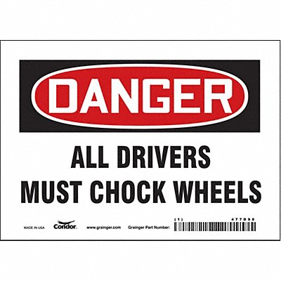 CONDOR 477D98 Safety Sign 5 in x 7 in Vinyl