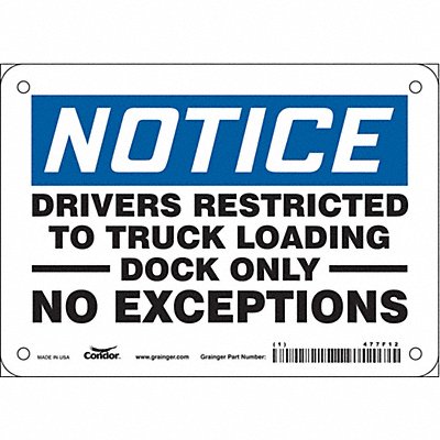CONDOR 477F12 Safety Sign 5 in x 7 in Vinyl