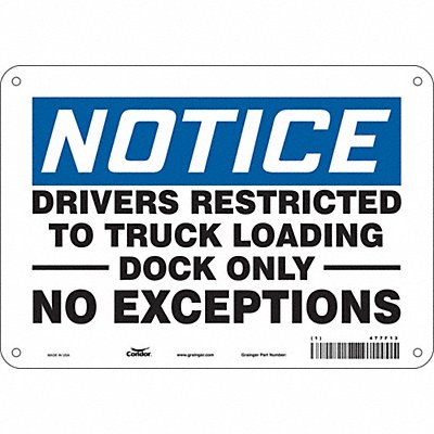 CONDOR 477F13 Safety Sign 7 in x 10 in Vinyl