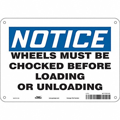 CONDOR 477F63 Safety Sign 7 in x 10 in Vinyl