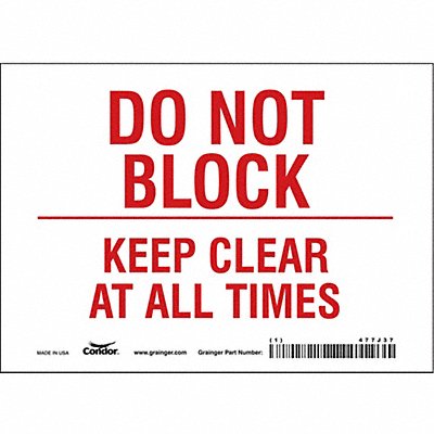 CONDOR 477J37 Safety Sign 5 in x 7 in Vinyl
