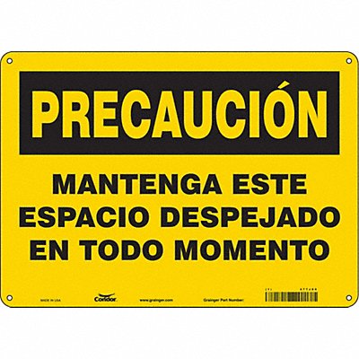 CONDOR 477J89 Safety Sign 10 in x 14 in Aluminum