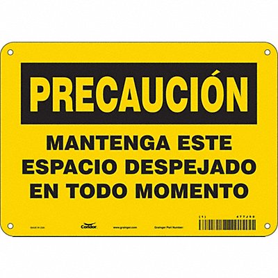 CONDOR 477J90 Safety Sign 7 in x 10 in Polyethylene