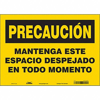 CONDOR 477J93 Safety Sign 10 in x 14 in Vinyl