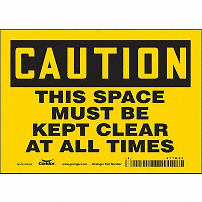 CONDOR 477K32 Safety Sign 5 in x 7 in Vinyl