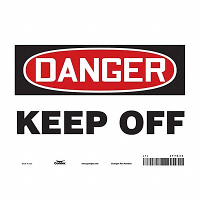 CONDOR 477K46 Safety Sign 7 in x 10 in Vinyl