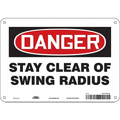 CONDOR 477K68 Safety Sign 7 in x 10 in Polyethylene