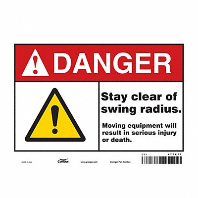 CONDOR 477K77 Safety Sign 7 in x 10 in Vinyl