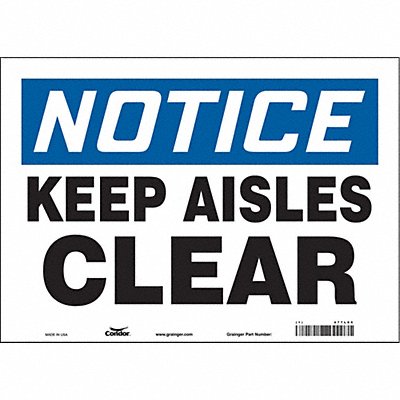 CONDOR 477L05 Safety Sign 10 in x 14 in Vinyl