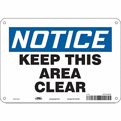 CONDOR 477L09 Safety Sign 7 in x 10 in Polyethylene