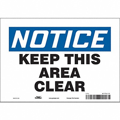 CONDOR 477L11 Safety Sign 7 in x 10 in Vinyl