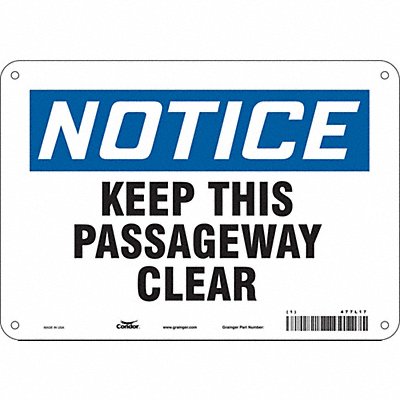 CONDOR 477L17 Safety Sign 7 in x 10 in Polyethylene