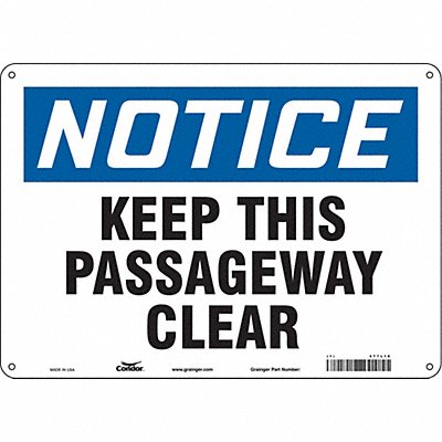 CONDOR 477L18 Safety Sign 10 in x 14 in Polyethylene