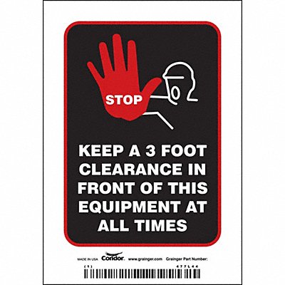 CONDOR 477L44 Safety Sign 5 inx3 1/2 in Vinyl PK5