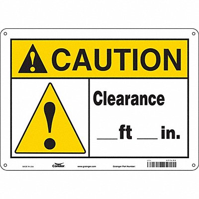 CONDOR 477L52 Safety Sign 10 inx14 in Polyethylene