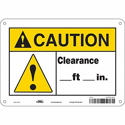 CONDOR 477L53 Safety Sign 7 in x 10 in Vinyl