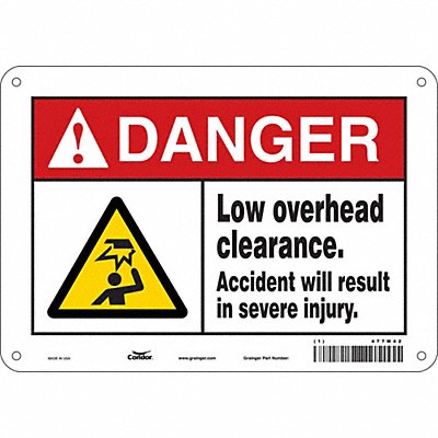 CONDOR 477M42 Safety Sign 7 in x 10 in Aluminum