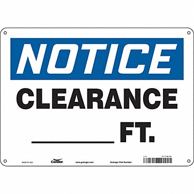 CONDOR 477M65 Safety Sign 10 inx14 in Aluminum