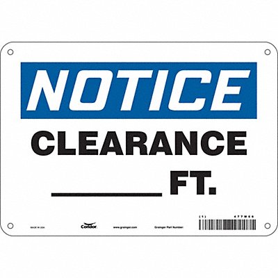 CONDOR 477M66 Safety Sign 7 in x 10 in Polyethylene