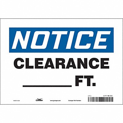 CONDOR 477M68 Safety Sign 7 in x 10 in Vinyl