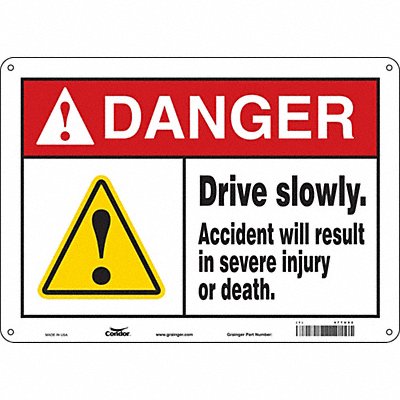 CONDOR 477U82 Safety Sign 10 in x 14 in Aluminum