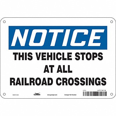 CONDOR 477V16 Traffic Sign 7 in x 10 in Aluminum