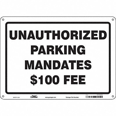 CONDOR 477X16 UnautHorizontaled Vehicle Parking Sign 10x14