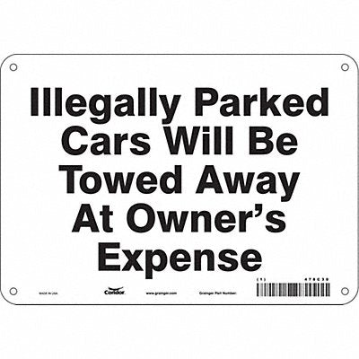 CONDOR 478C30 Vehicles Will Be Towed Sign 7 x 10
