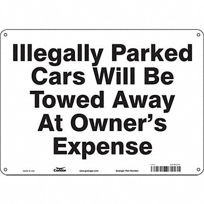 CONDOR 478C31 Vehicles Will Be Towed Sign 10 x 14