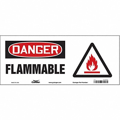 CONDOR 478F63 Safety Sign 7 in x 17 in Vinyl