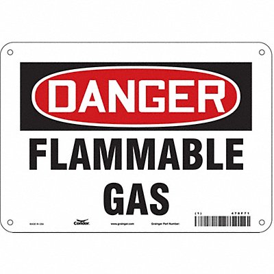 CONDOR 478F71 J6927 Danger Sign 7 in x 10 in Aluminum