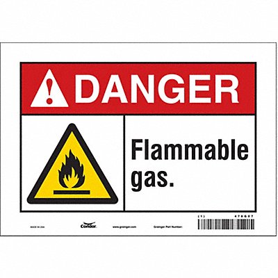 CONDOR 478G07 Safety Sign 7 in x 10 in Vinyl