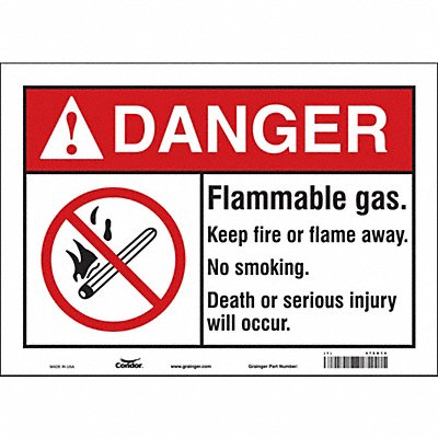 CONDOR 478G14 Safety Sign 10 in x 14 in Vinyl