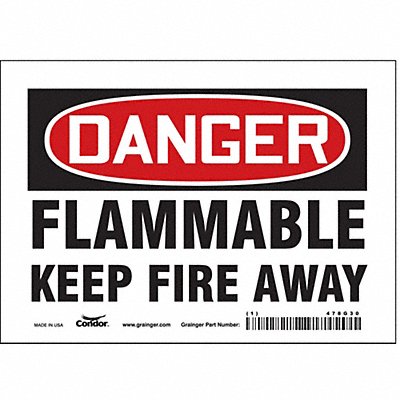 CONDOR 478G30 Safety Sign 5 inx7 in Vinyl