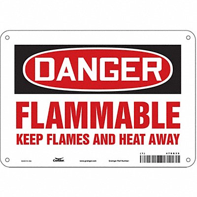 CONDOR 478G39 Danger Sign 7 in x 10 in Aluminum