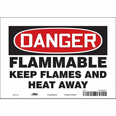 CONDOR 478G51 Safety Sign 7 in x 10 in Vinyl