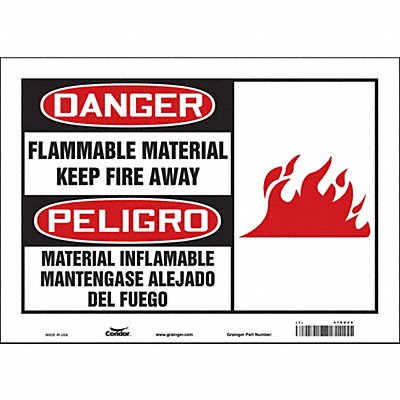 CONDOR 478G99 Safety Sign 10 inx14 in Vinyl