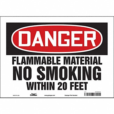 CONDOR 478H23 Safety Sign 10 in x 14 in Vinyl
