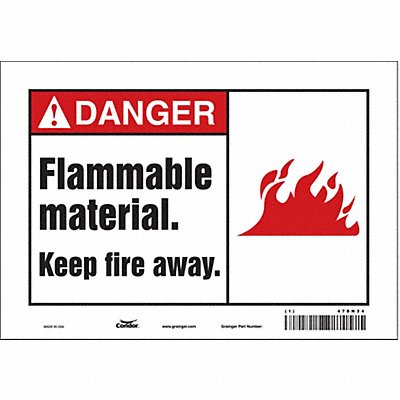 CONDOR 478H34 Safety Sign 7 in x 10 in Vinyl