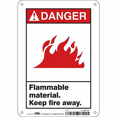 CONDOR 478H39 Safety Sign 10 in x 7 in Polyethylene