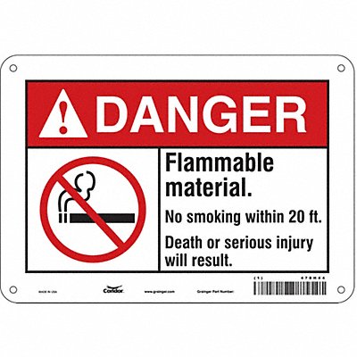 CONDOR 478H44 Safety Sign 7 in x 10 in Polyethylene