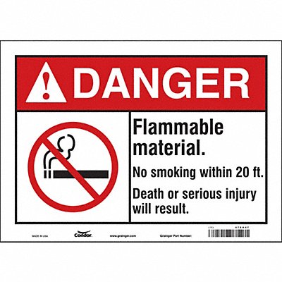CONDOR 478H47 Safety Sign 10 inx14 in Vinyl