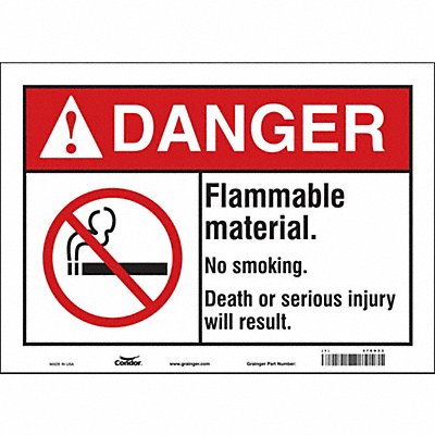 CONDOR 478H53 Safety Sign 10 in x 14 in Vinyl