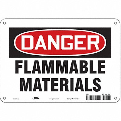 CONDOR 478H54 J6928 Danger Sign 7 in x 10 in Aluminum