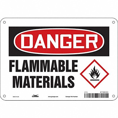 CONDOR 478H63 Danger Sign 7 in x 10 in Aluminum