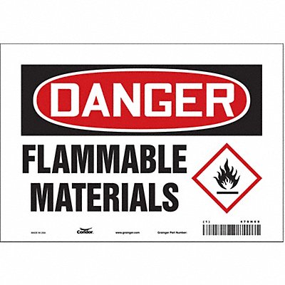 CONDOR 478H69 Safety Sign 7 inx10 in Vinyl