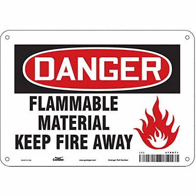 CONDOR 478H71 Safety Sign 7 in x 10 in Aluminum