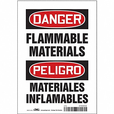 CONDOR 478H92 Safety Sign 10 inx7 in Vinyl